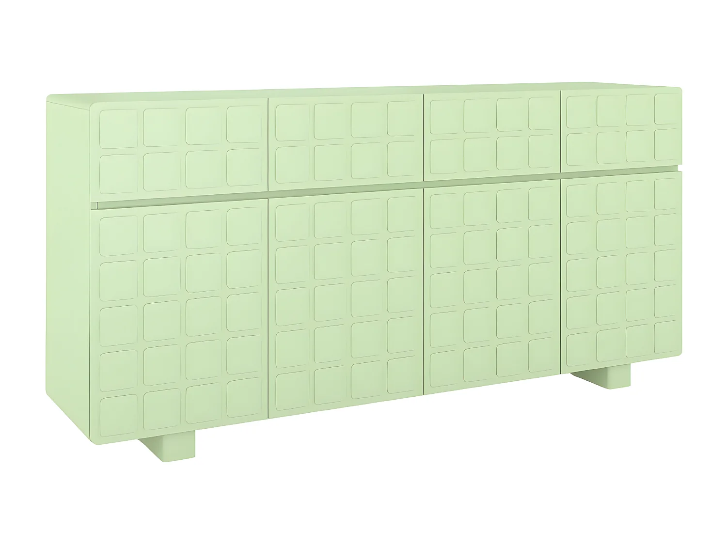 Sideboard Cubo long, geometrische 3d fronten, 169 cm, grün