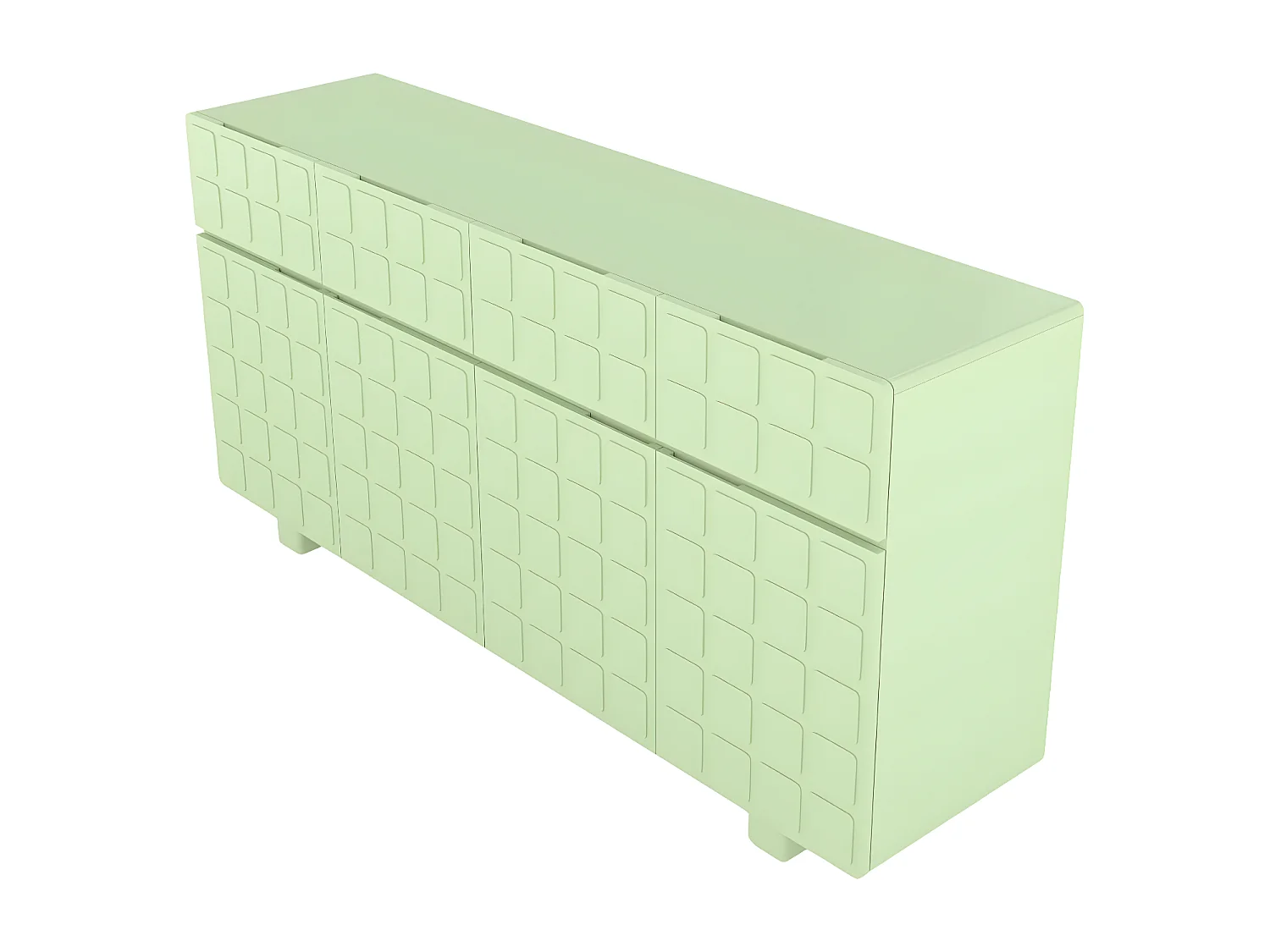 Sideboard Cubo long, geometrische 3d fronten, 169 cm, grün