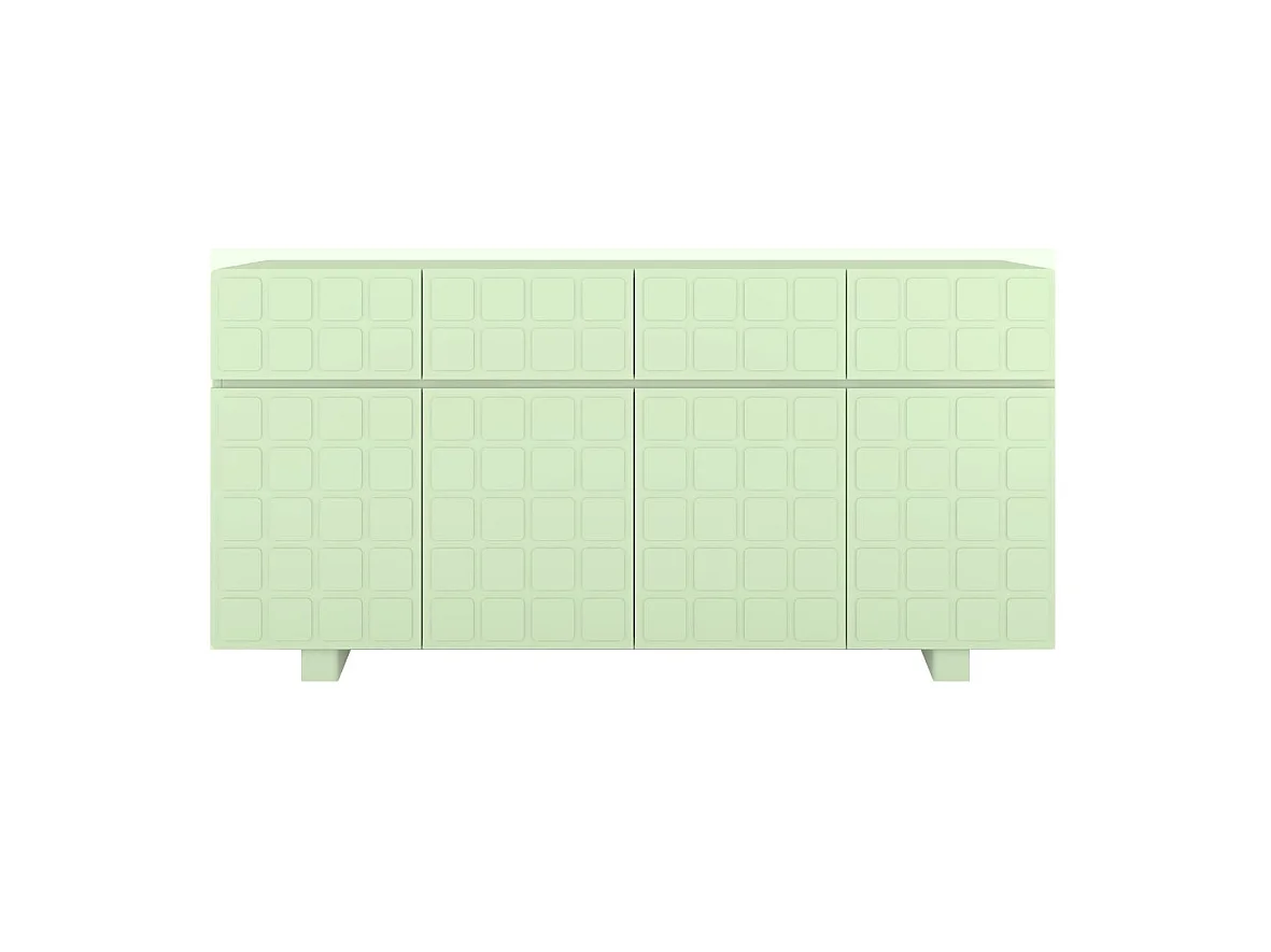 Sideboard Cubo long, geometrische 3d fronten, 169 cm, grün