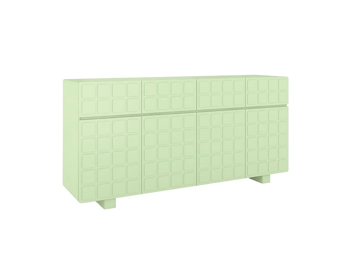 Sideboard Cubo long, geometrische 3d fronten, 169 cm, grün