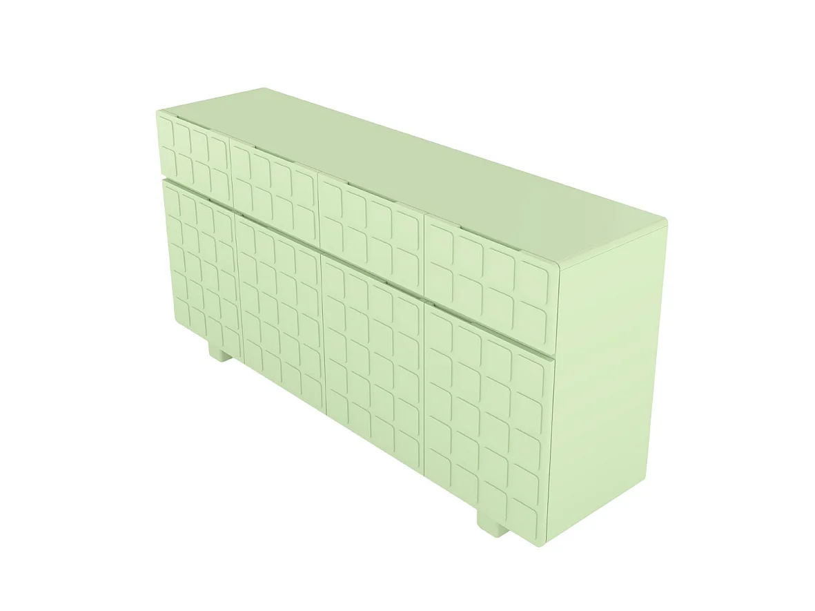 Sideboard Cubo long, geometrische 3d fronten, 169 cm, grün