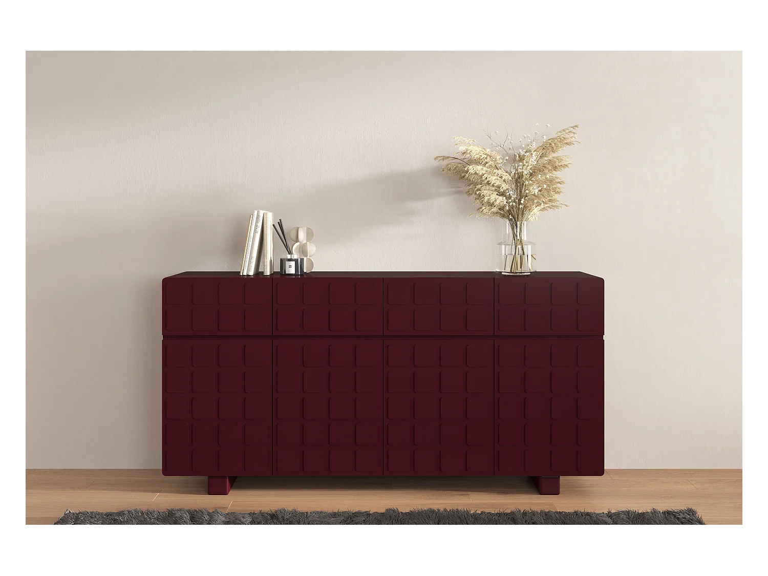 Buffet moderne Skandica CUBO LONG avec façades 3D / couleur acajou / largeur 169 cm