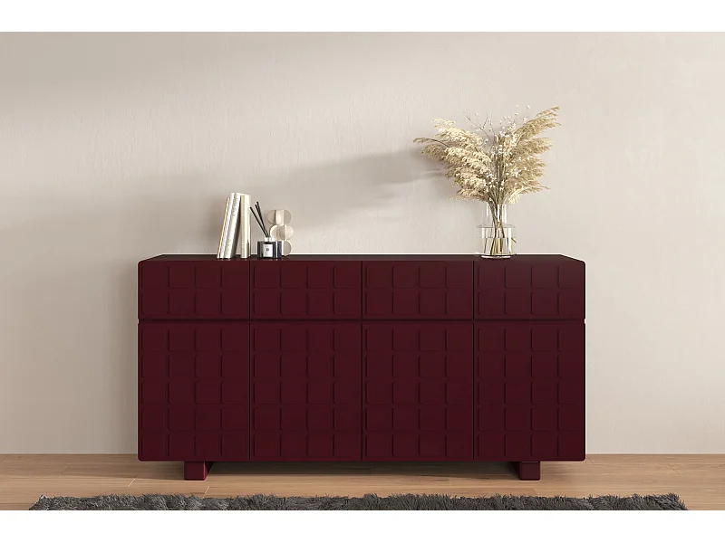Sideboard Cubo long, geometrische 3d fronten, 169 cm, mahagonifarbe