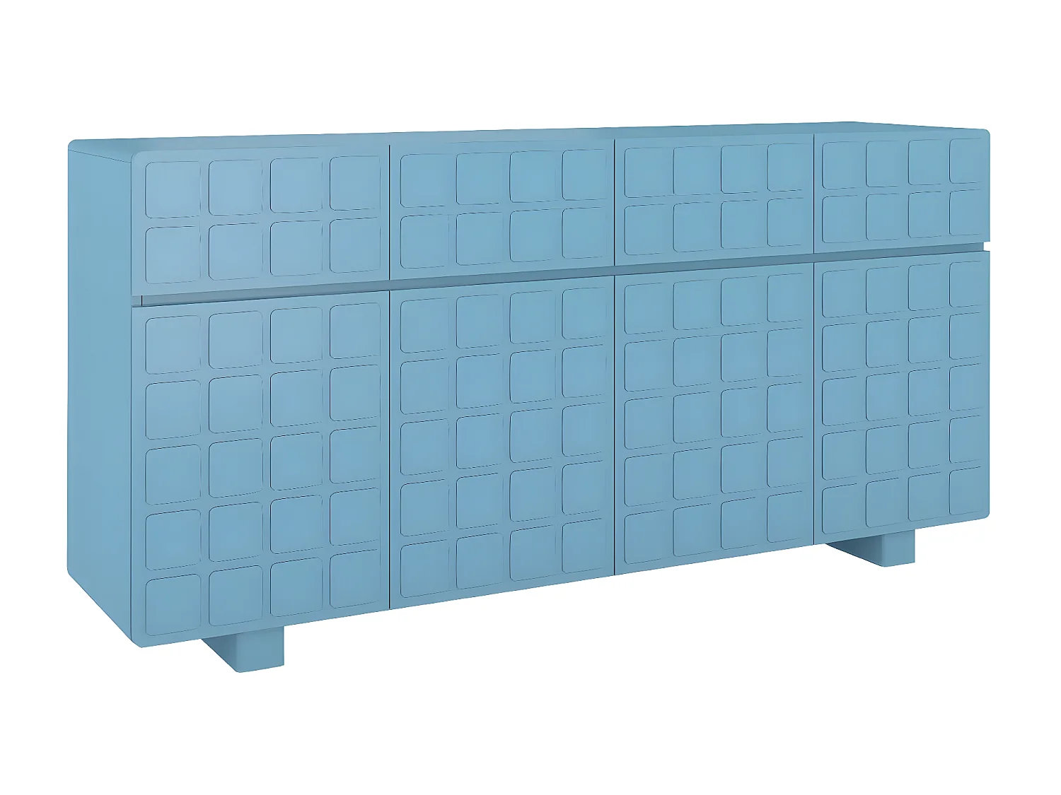 Buffet moderne Skandica CUBO LONG avec façades 3D / couleur bleu pastel / largeur 169 cm