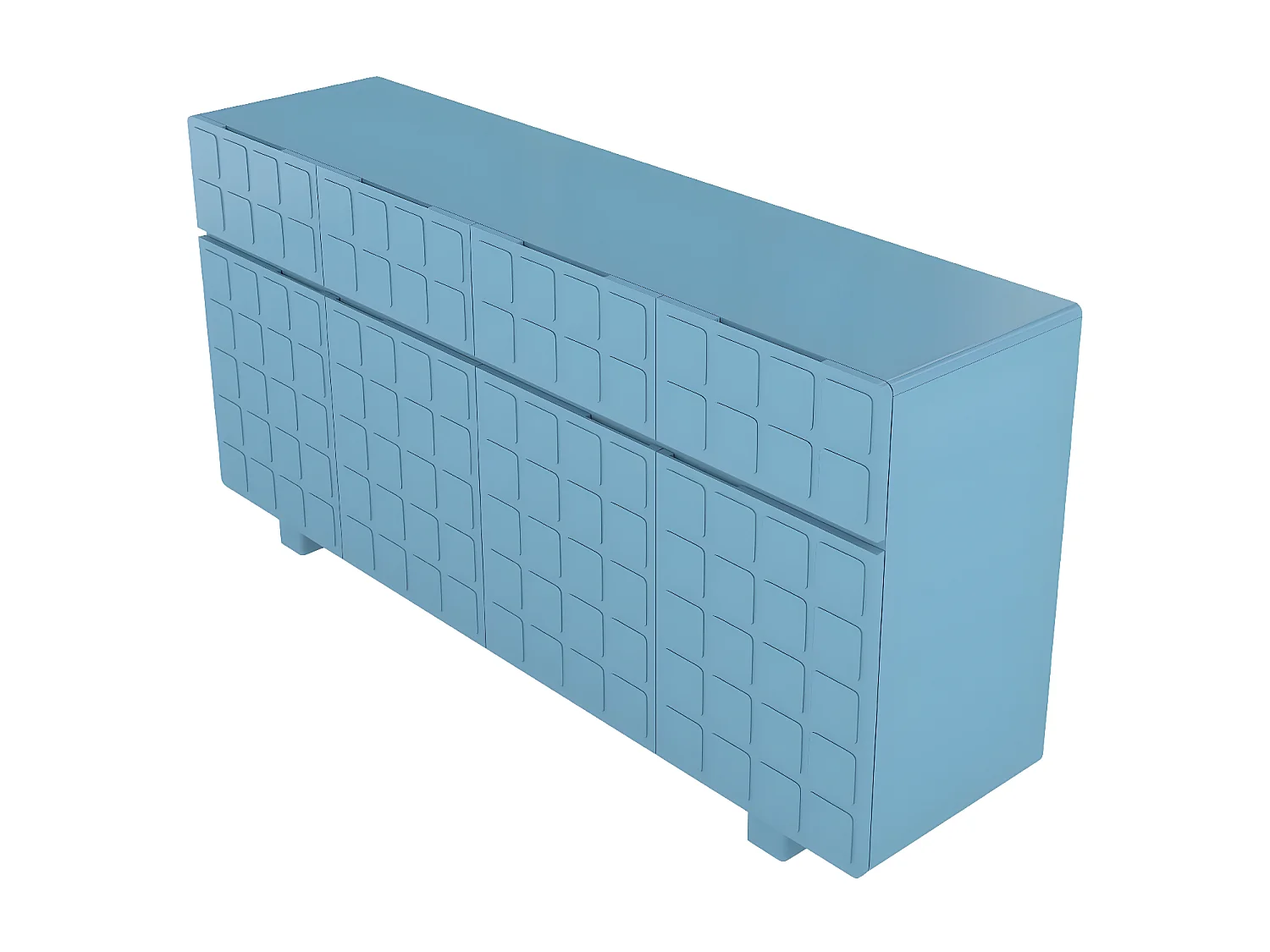 Buffet moderne Skandica CUBO LONG avec façades 3D / couleur bleu pastel / largeur 169 cm