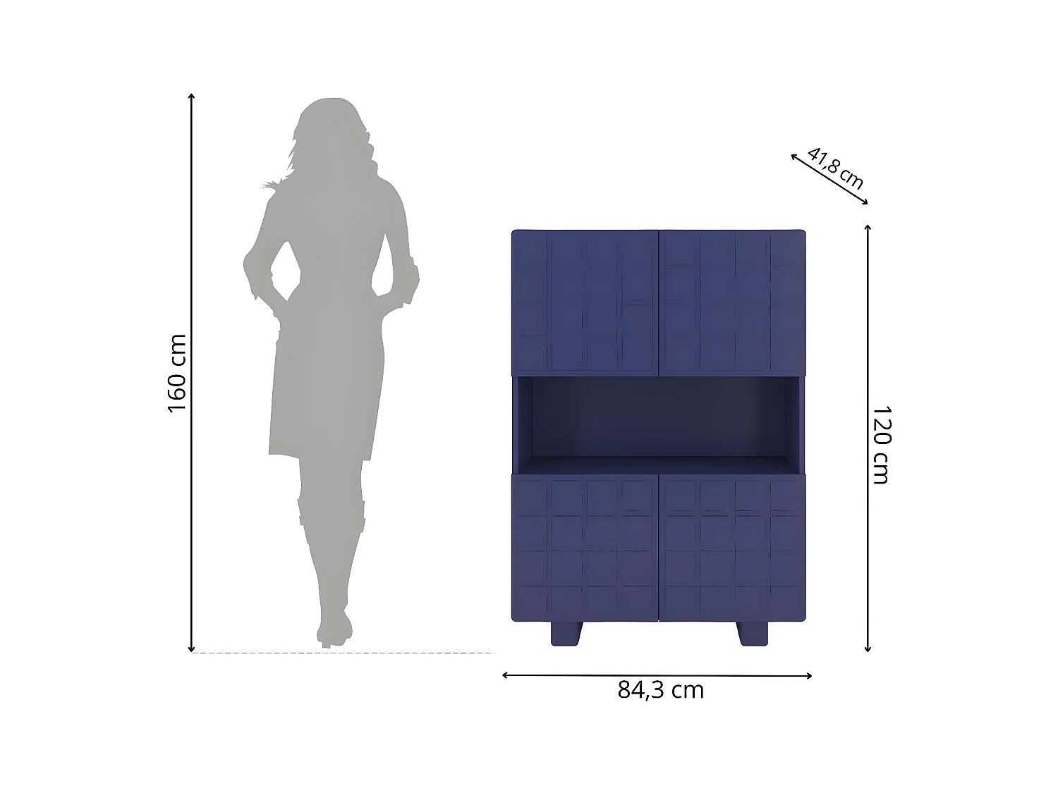 Komoda z frontami 3D Skandica CUBO HIGH / granatowy / 85cm