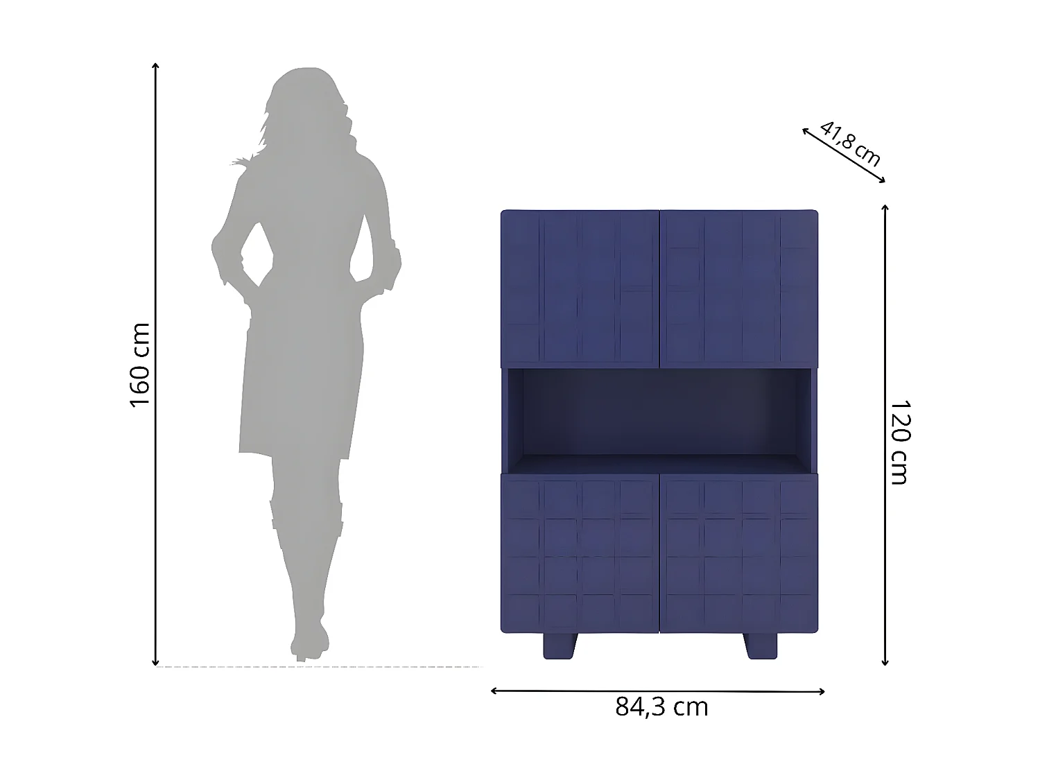 Komoda z frontami 3D Skandica CUBO HIGH / granatowy / 85cm