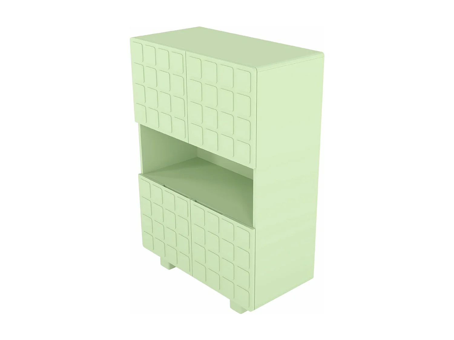 Highboard Cubo long, geometrische 3d fronten, 85 x 120 cm, grün