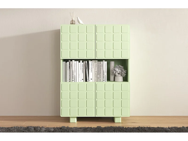 Buffet moderne avec façades 3D Skandica CUBO HIGH /couleur vert poudré / larg. 85 cm
