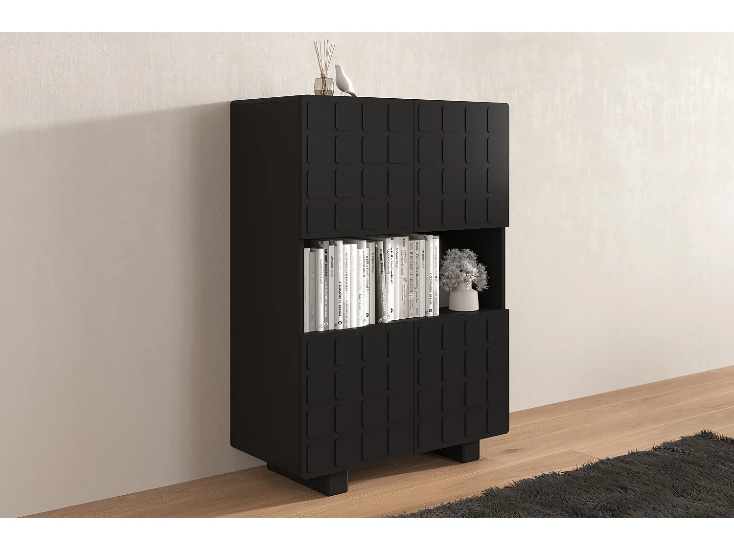 Komoda z frontami 3D Skandica CUBO HIGH / czarny / 85cm