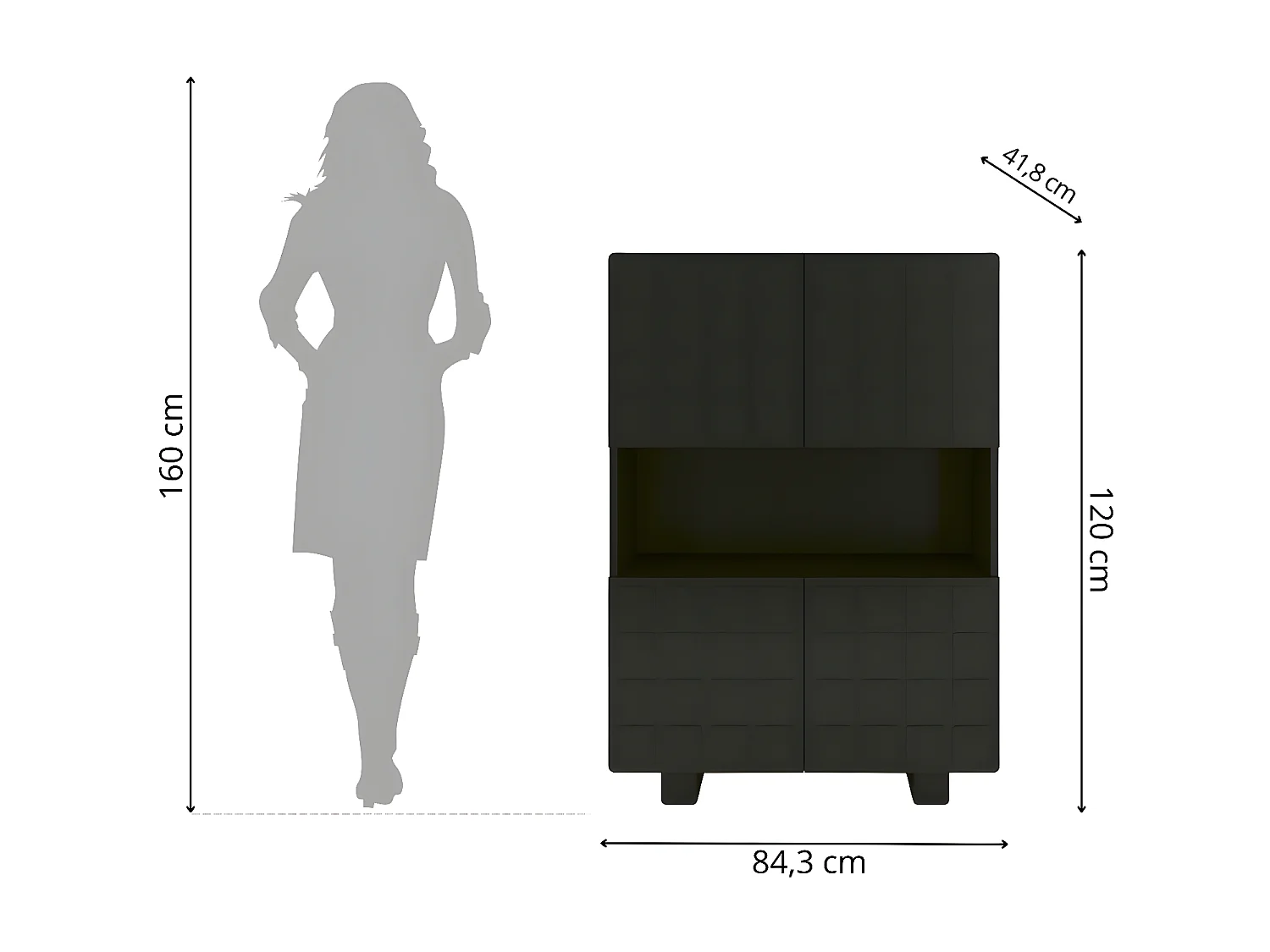 Komoda z frontami 3D Skandica CUBO HIGH / czarny / 85cm