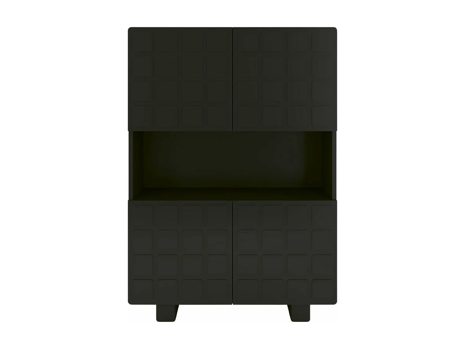Highboard Cubo long, geometrische 3d fronten, 85 x 120 cm, schwarz