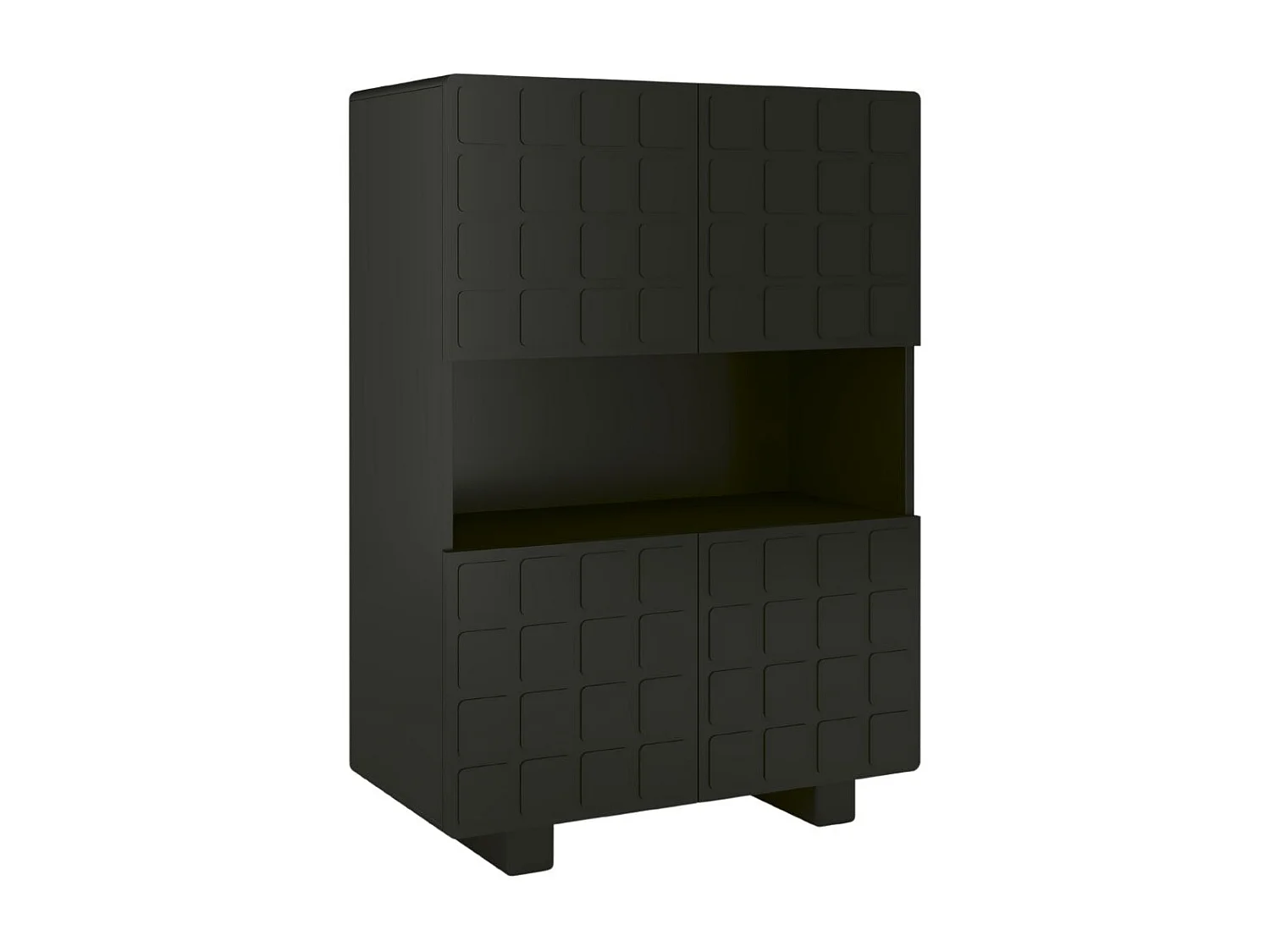 Highboard Cubo long, geometrische 3d fronten, 85 x 120 cm, schwarz