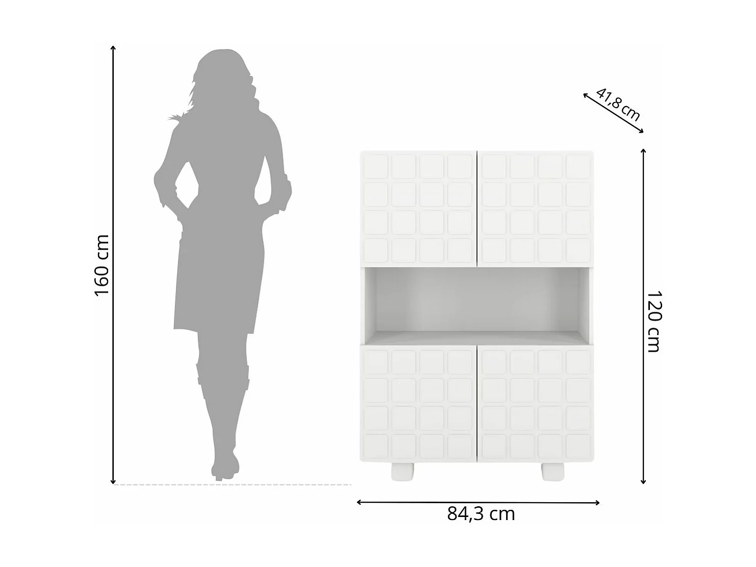 Komoda z frontami 3D Skandica CUBO HIGH / biały / 85cm