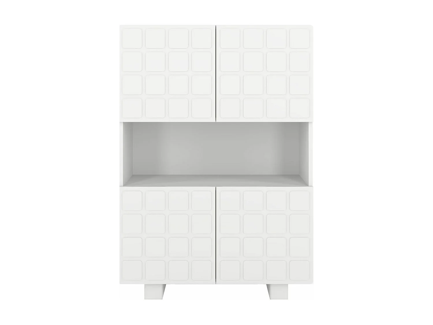 Highboard Cubo long, geometrische 3d fronten, 85 x 120 cm, weiß