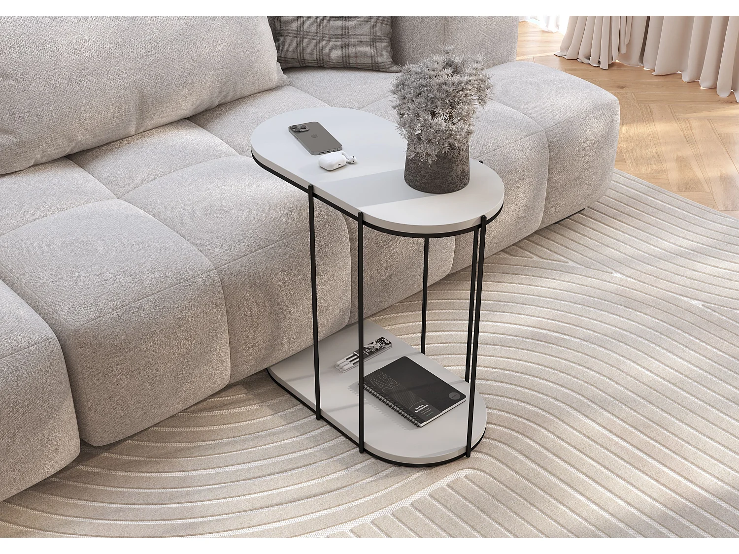 Table d'appoint Skandica LOCO sur une structure métallique / couleur gris laiteux