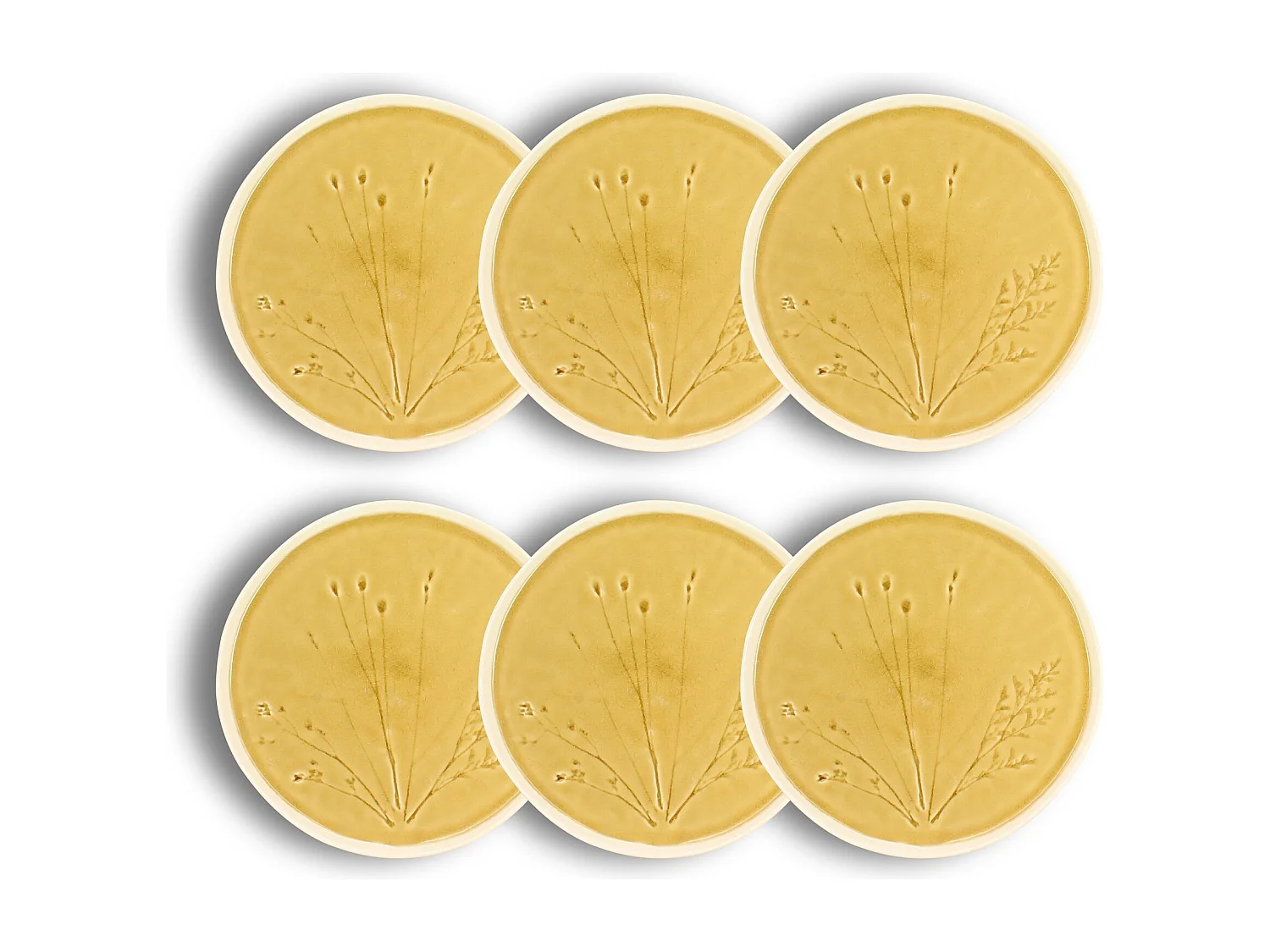 Ogo Living - Lot 6 Assiettes Plate Fle 26cm En Gres Moutarde