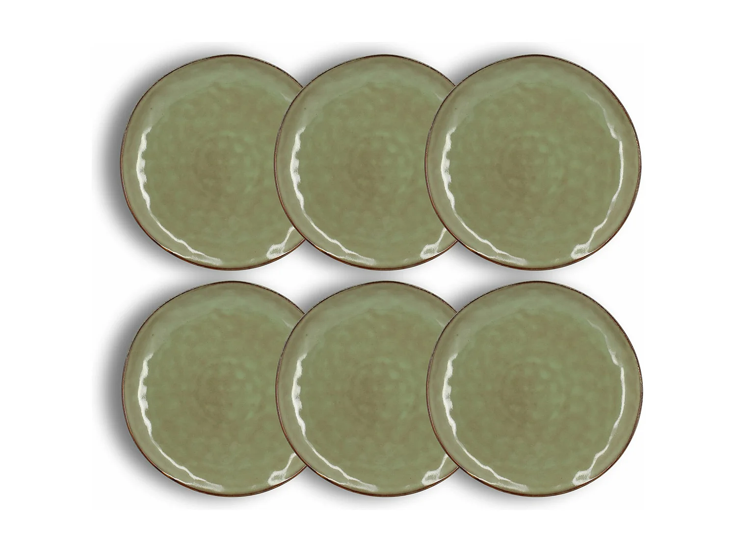 Ogo Living - Lot 6 Assiettes Plate Barbade 27.5cm En Gres Vert Clair