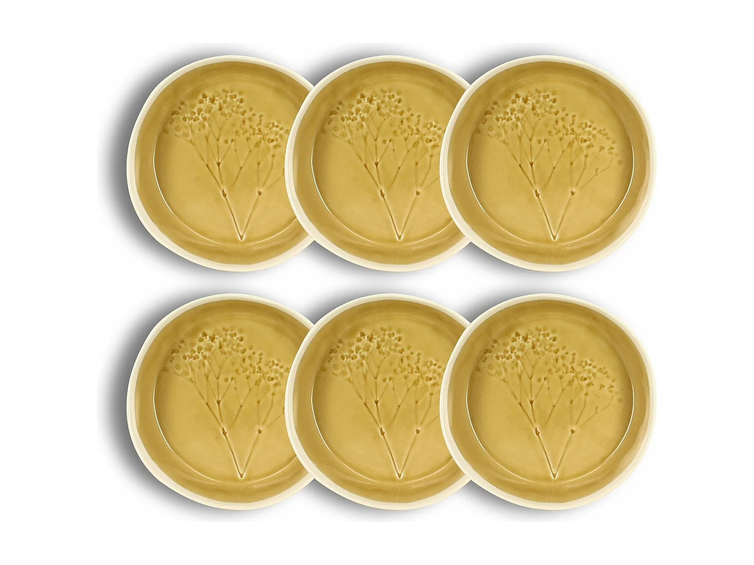 Ogo Living - Lot 6 Assiettes Coupe Fle 19.5cm En Gres Moutarde