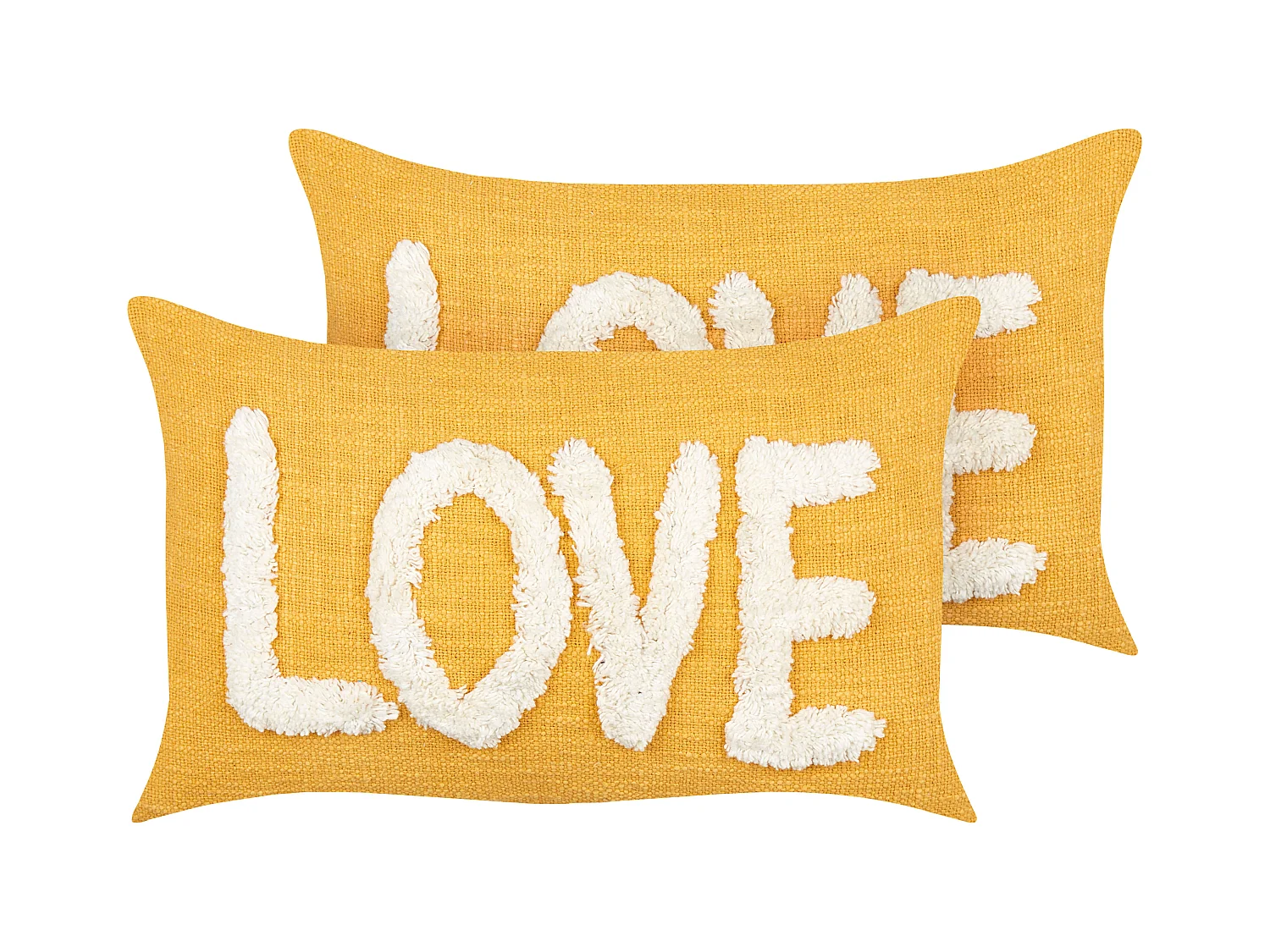 Lot de 2 coussins décoratifs LOVE Coton 30 x 50 cm Jaune