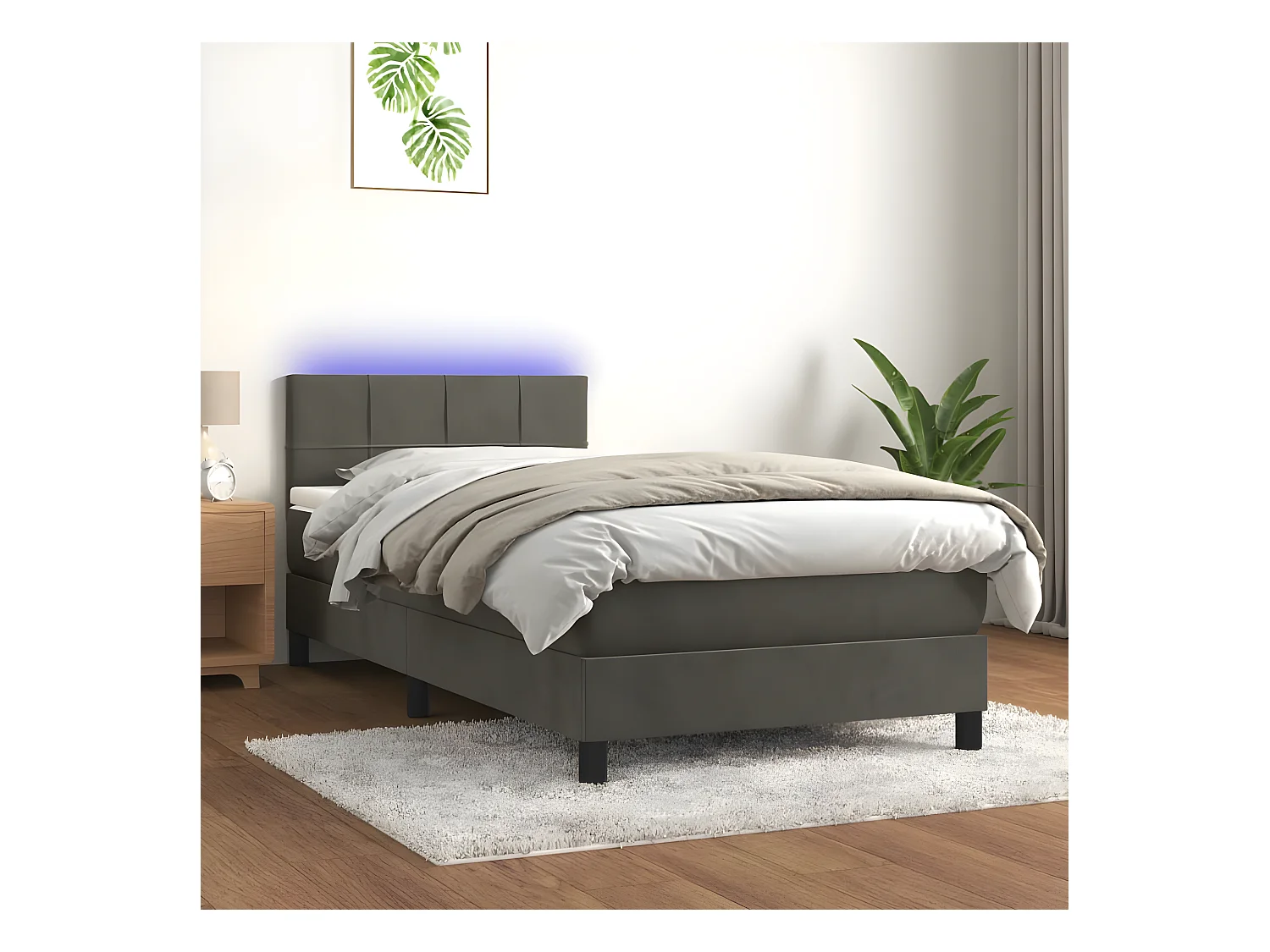 Boxspring met matras en LED fluweel donkergrijs 80x200 cm NL47767