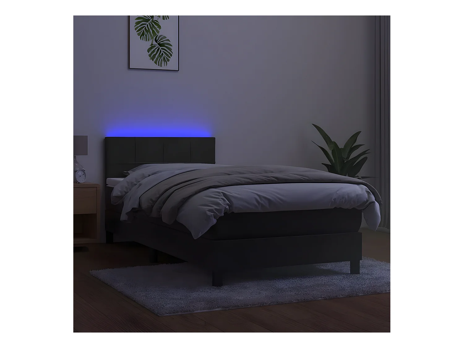 Ensemble complet boxspring - 80x200 cm + Sommier à lattes de lit + matelas + LED Gris foncé  FR73680
