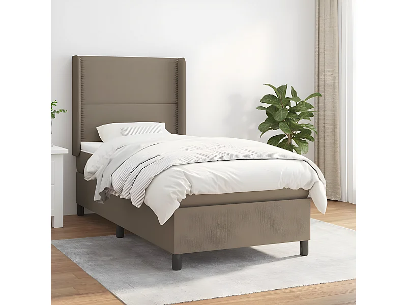 Cama continental com molas+ colchão 90x190 cm tecido castanho-acinzentado PT463118