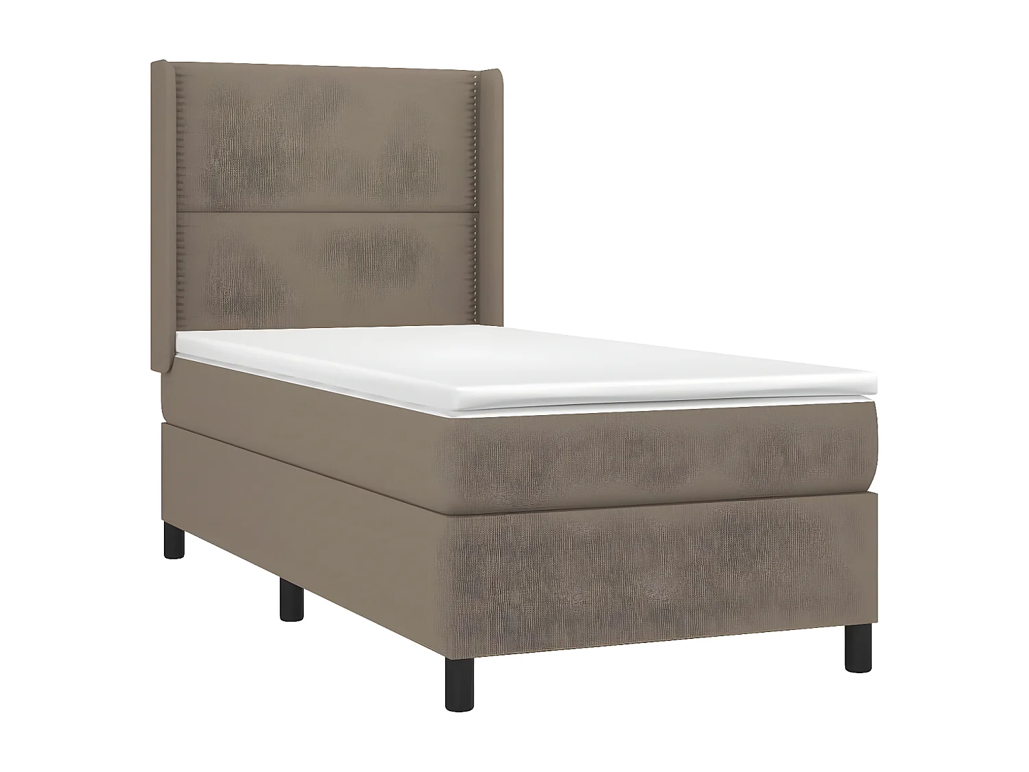 Cama continental com molas+ colchão 90x190 cm tecido castanho-acinzentado PT463118