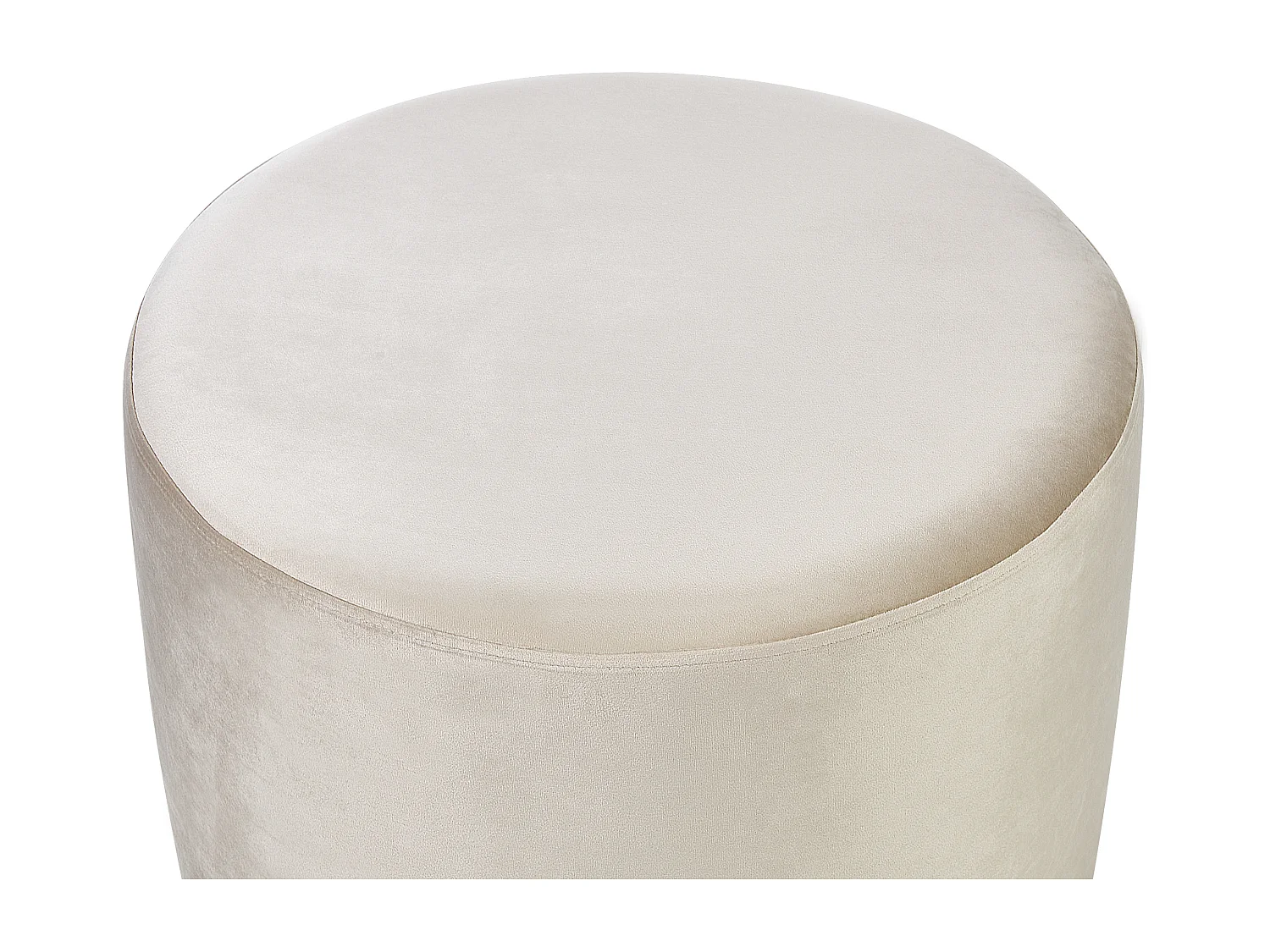 Pouf Samtstoff beige rund 61 cm luxuriös glamourös Sitzhocker Samthocker Millen