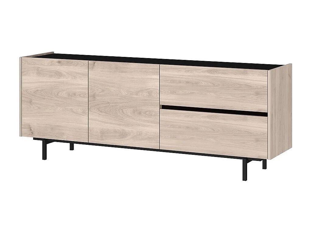 Credenza bassa di design basic in nero e rovere