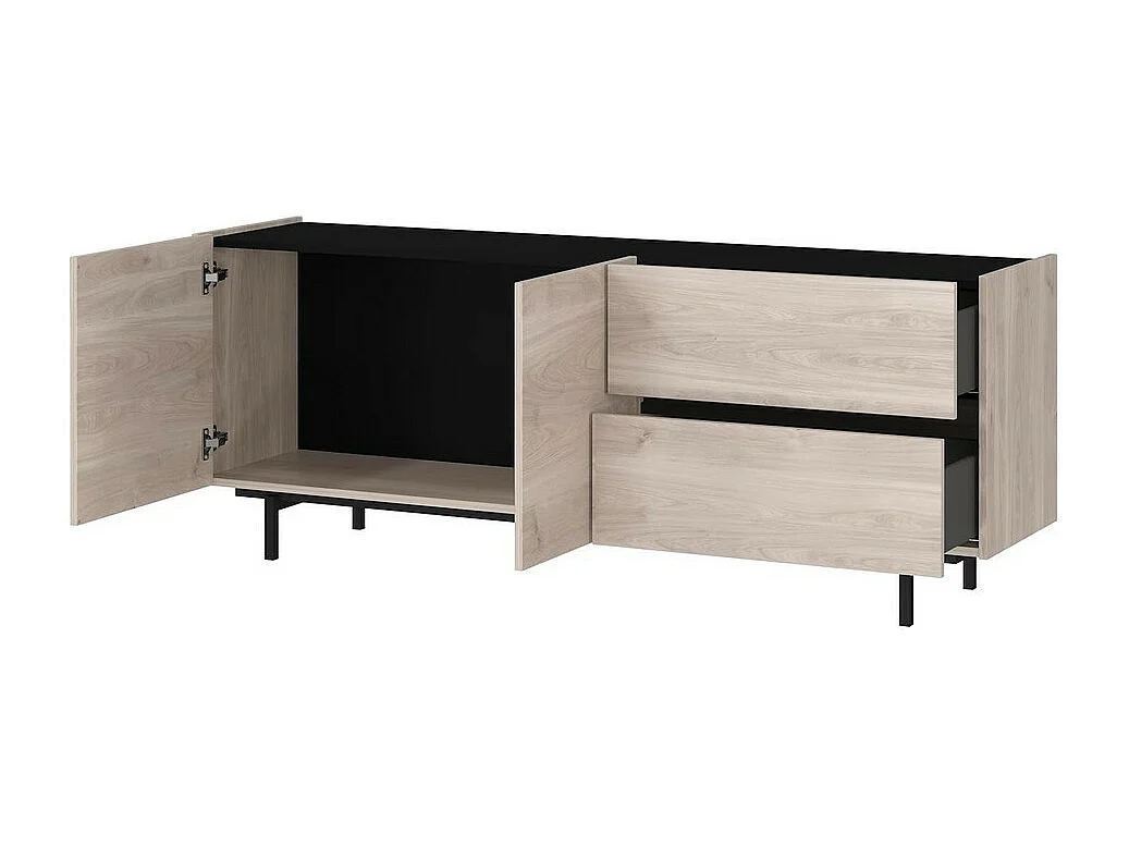 Credenza bassa di design basic in nero e rovere