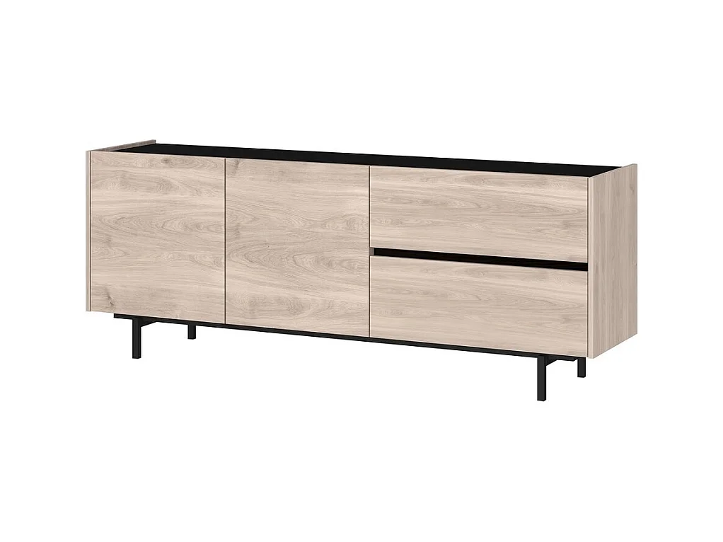 Buffet bas design noir et aspect chêne Basic