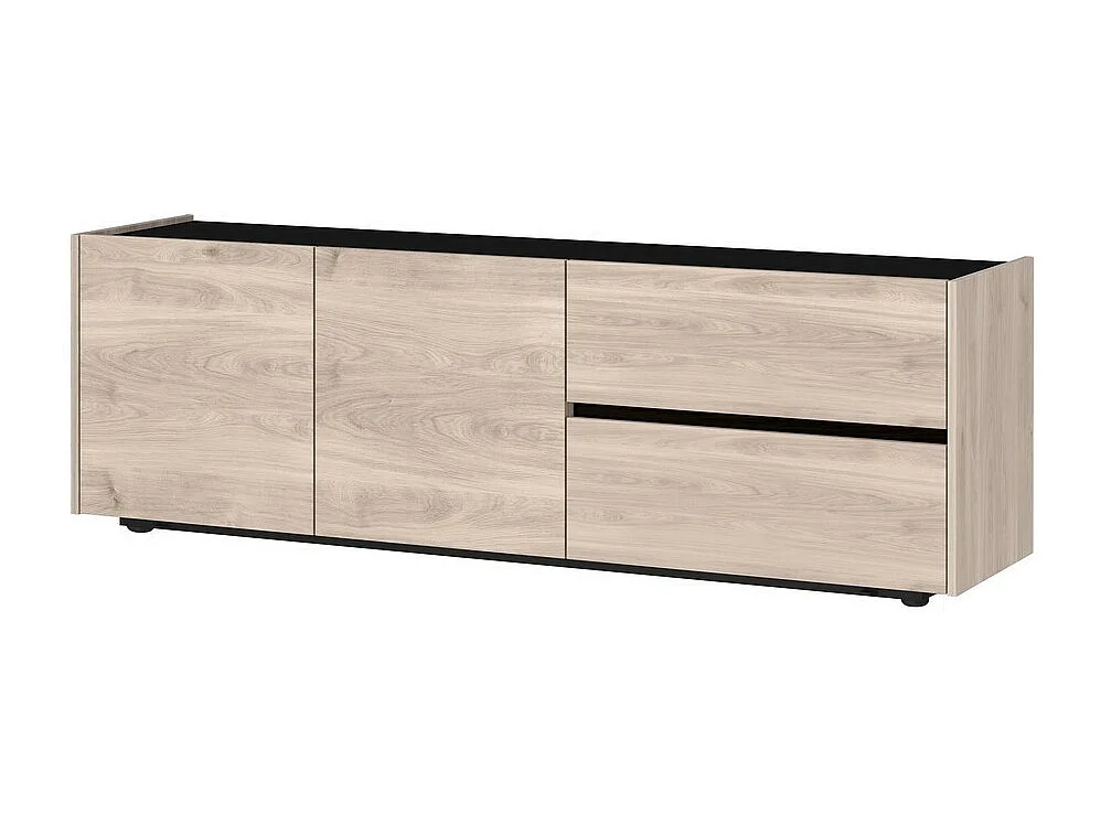 Credenza bassa di design basic in nero e rovere