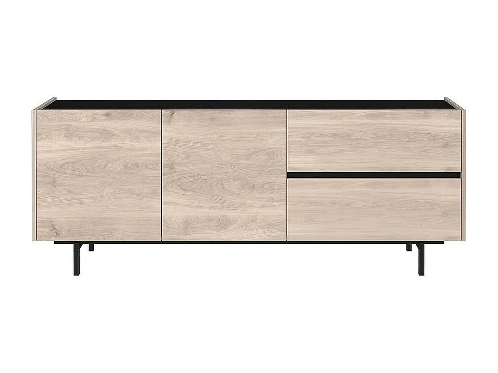 Credenza bassa di design basic in nero e rovere
