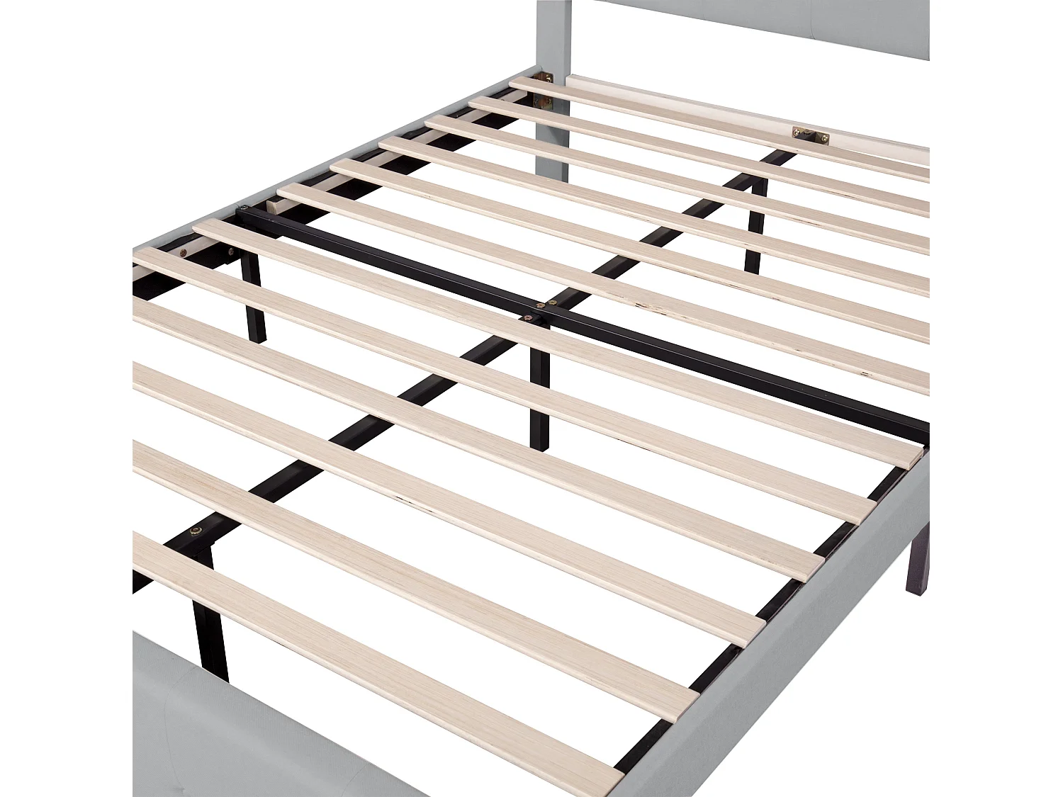 140x200cm gepolstertes Leinenbett – mit LED und 4 Schubladen – mit Lattenrost – Grau