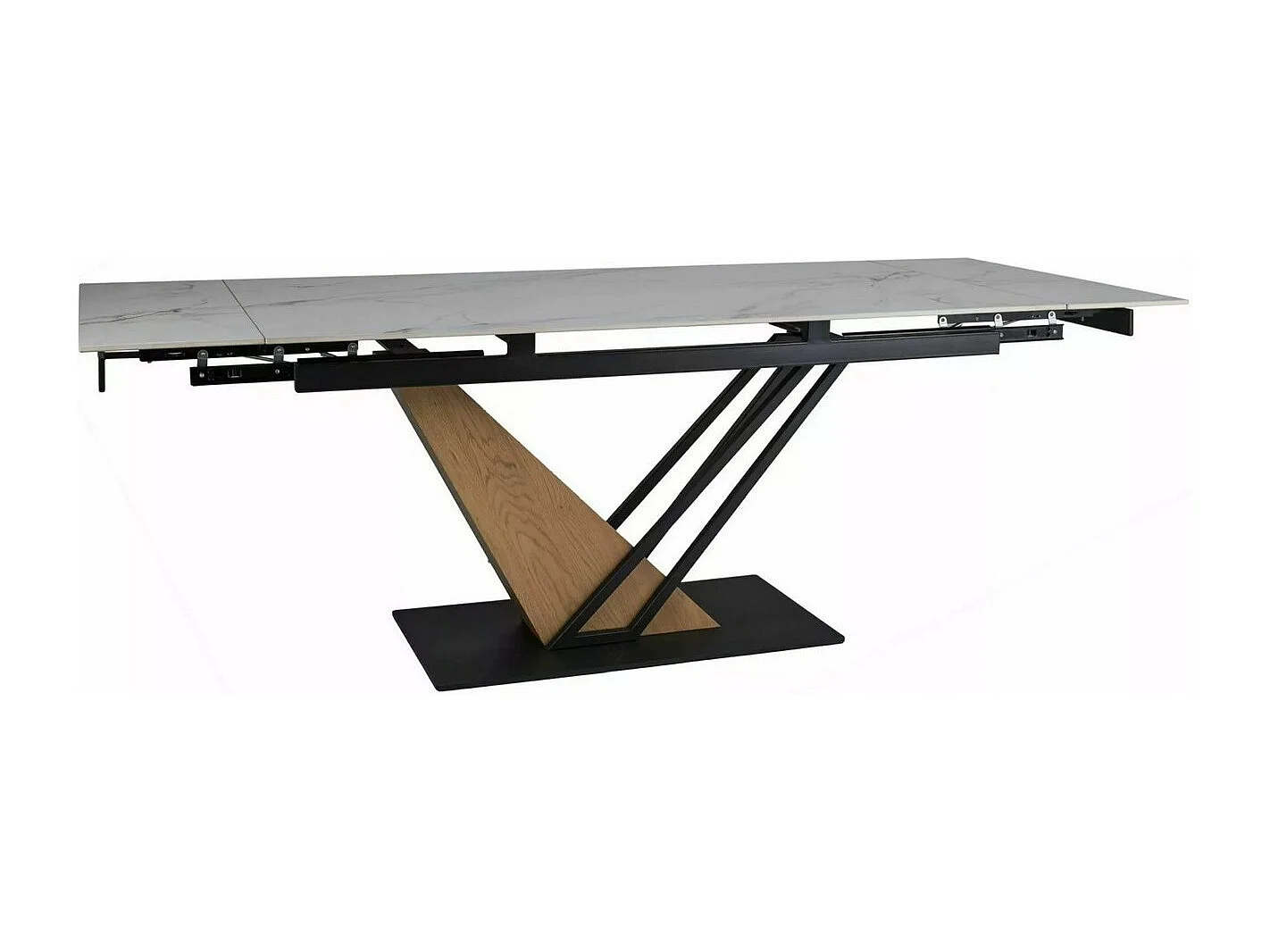 Table design extensible 160-220 cm en métal & effet marbre blanc Viro