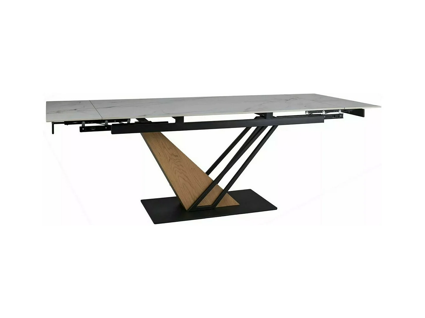 Table design extensible 180-240 cm en métal & effet marbre blanc Viro