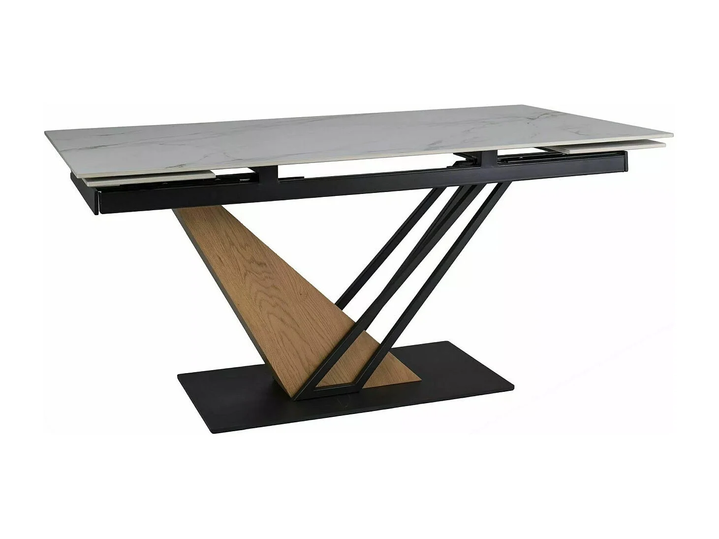 Table design extensible 180-240 cm en métal & effet marbre blanc Viro