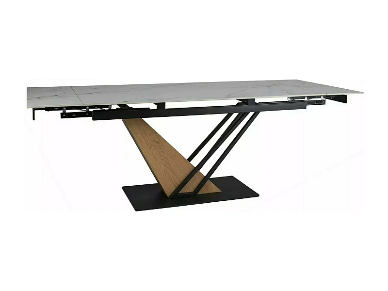Table design extensible 180-240 cm en métal & effet marbre blanc Viro
