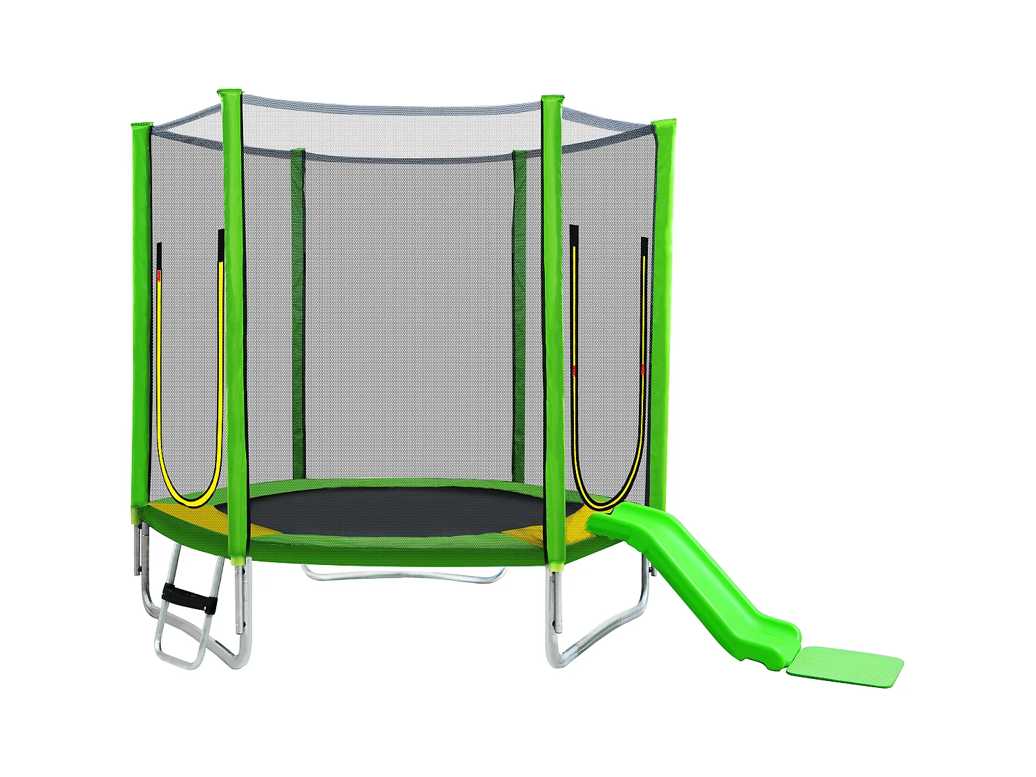 TÜV Rheinland zertifiziertes Gartentrampolin für den Außenbereich – inklusive Rutsche, Sicherheitsnetz und Zubehör – geeignet für Kinder ab 3 Jahren – Grün
