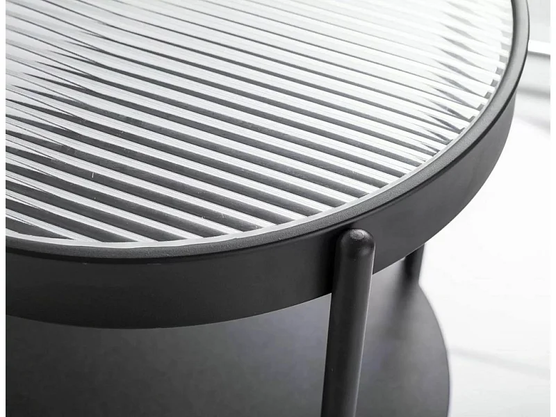 Table basse ovale en métal noir avec plateau en verre Overview - B