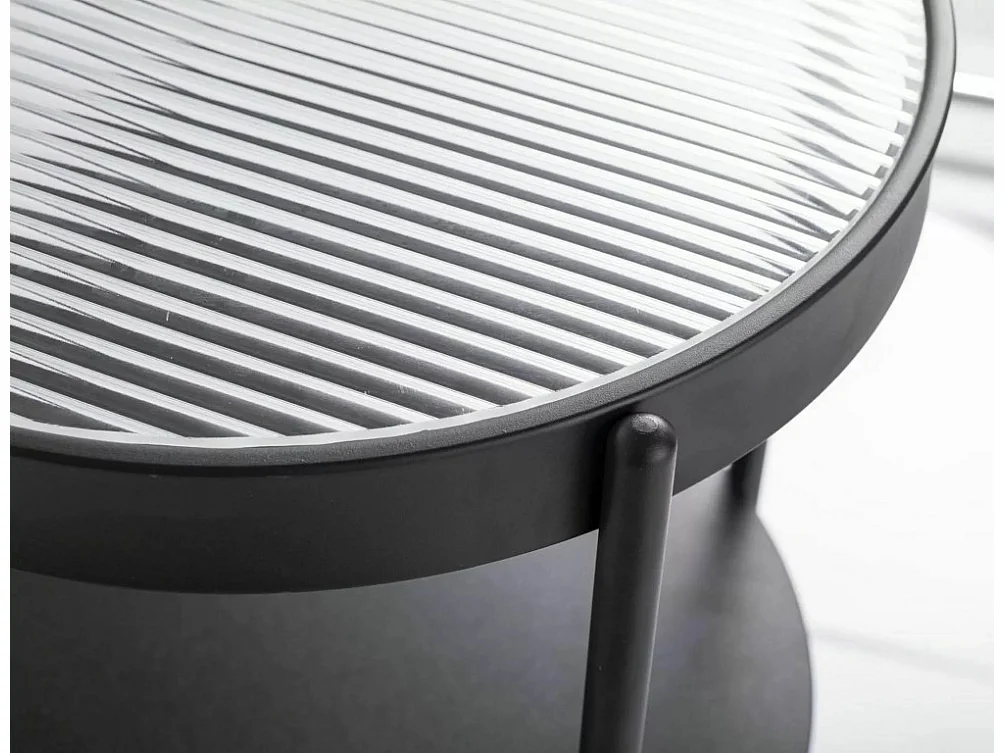 Table basse ovale en métal noir avec plateau en verre Overview - B