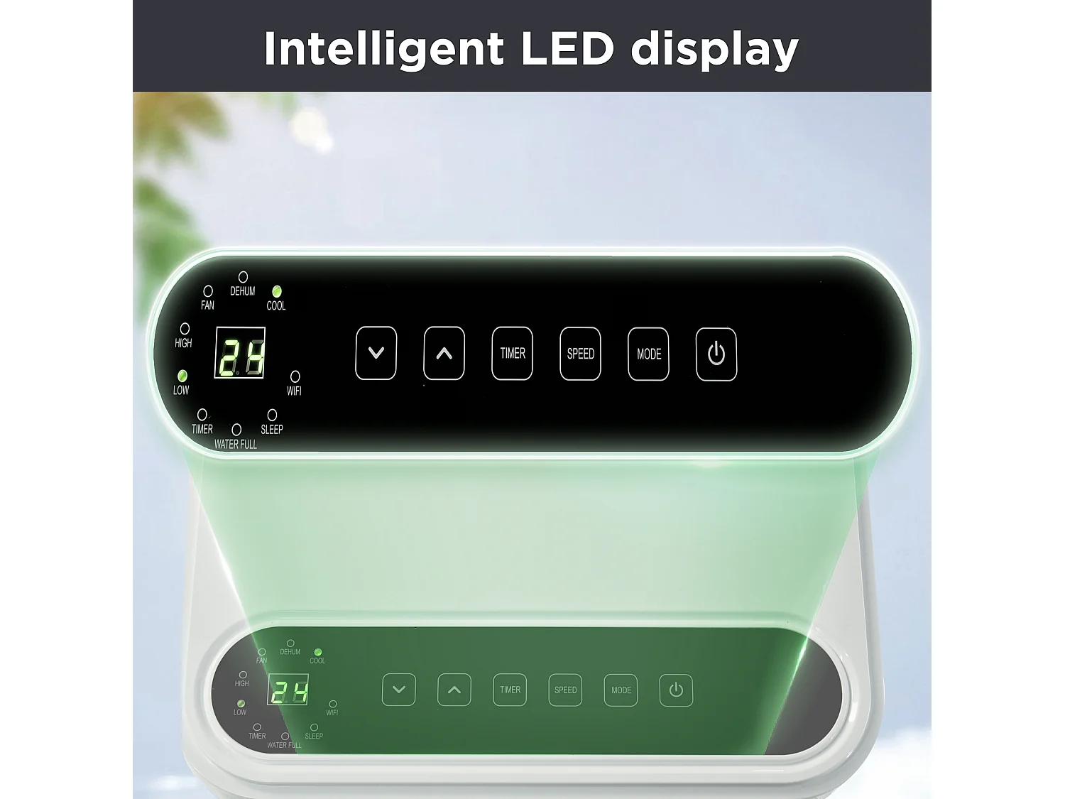 Climatiseur mobile 3-in-1,9000 BTU, 2.5KW, 3 modes avec APP, affichage LED, télécommande, minuterie 24 heures