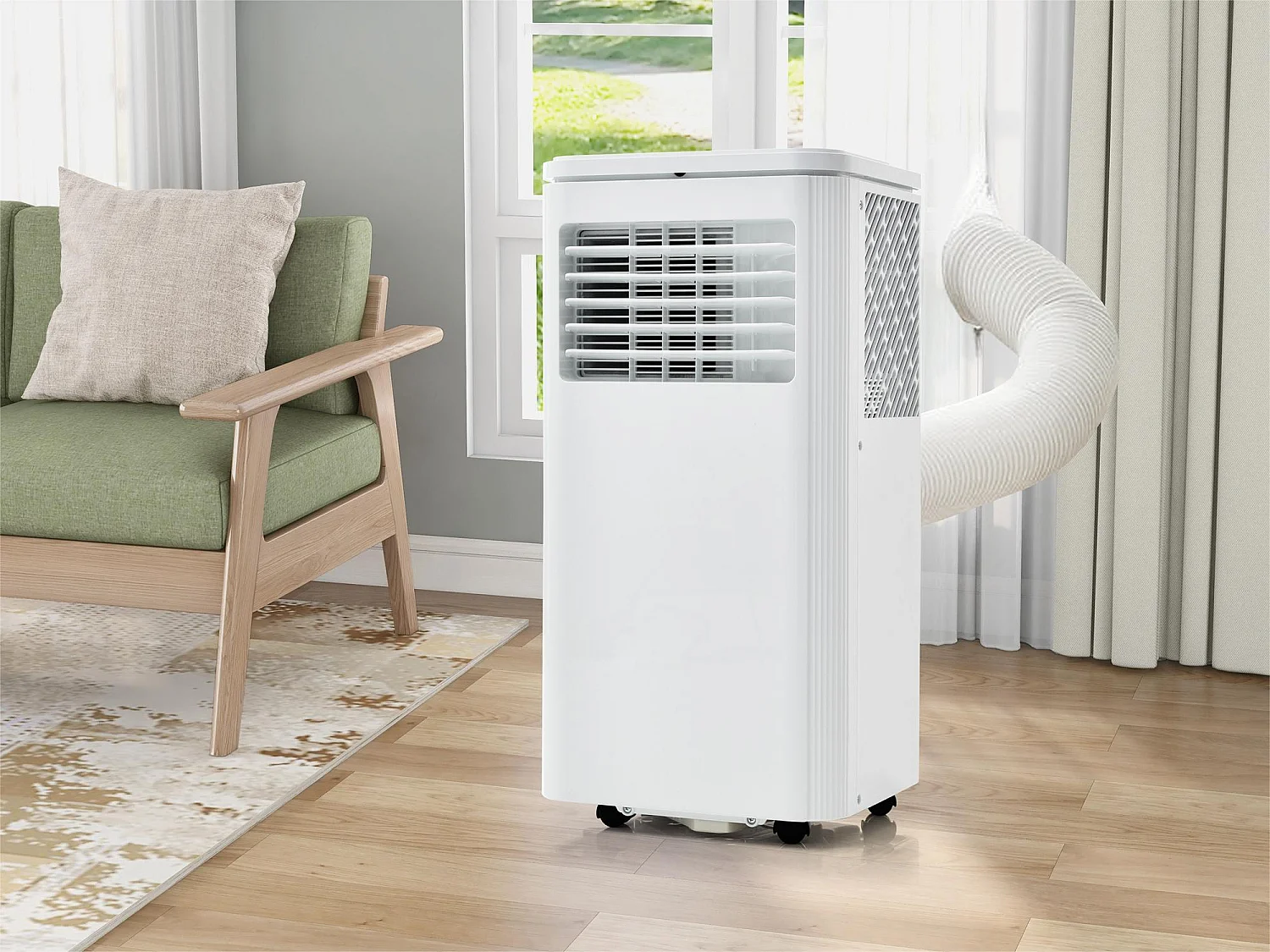 Klimatyzator przenośny 3-w-1, 7000 BTU, 2KW, 3 tryby z aplikacją, wyświetlacz LED, pilot zdalnego sterowania, timer 24 godziny