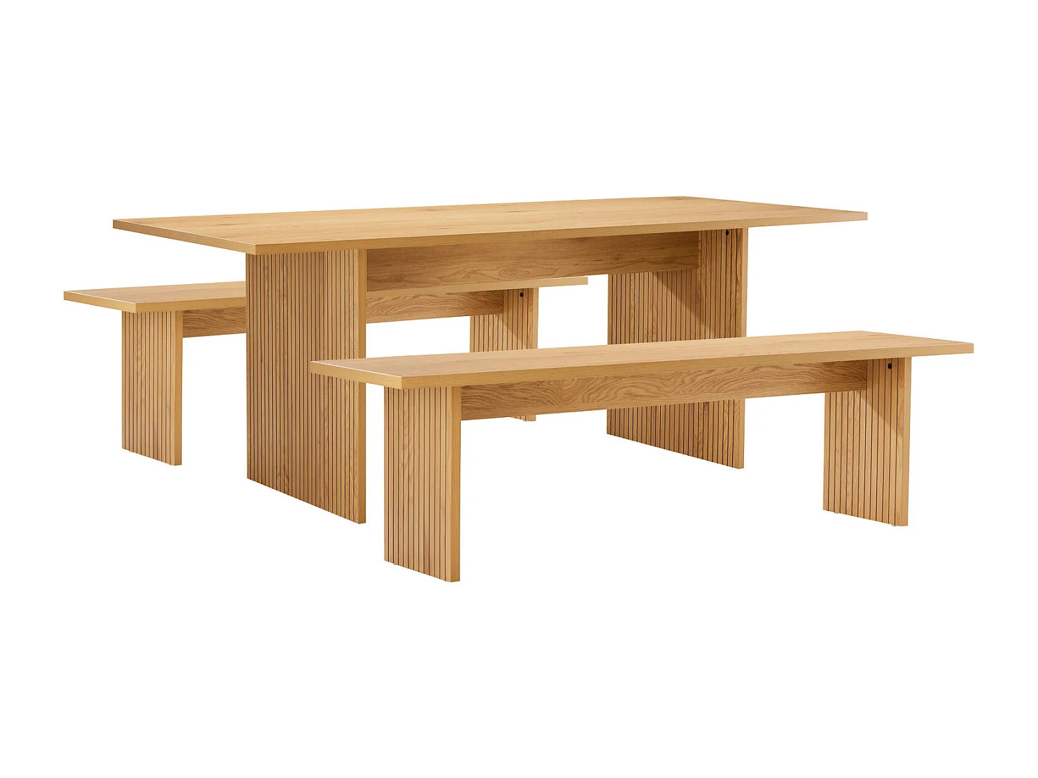 Ensemble table 180cm et 2 bancs style scandinave ALMA - HAPPY GARDEN