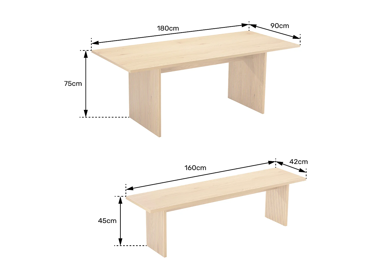 ALMA Scandinavische tafel 180cm en 2 banken set - HAPPY GARDEN
