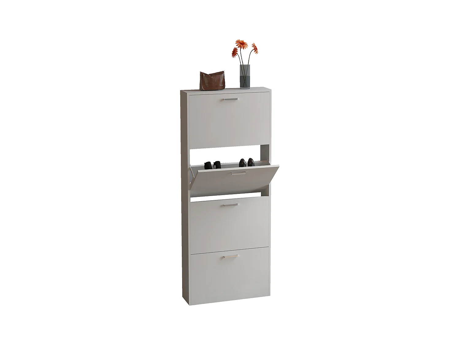 Shoe cabinet Sulos White H. 144 x W. 59 x D. 17 cm