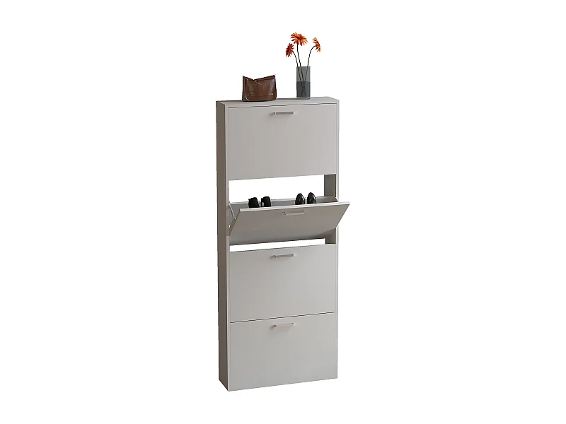 Shoe cabinet Sulos White H. 144 x W. 59 x D. 17 cm