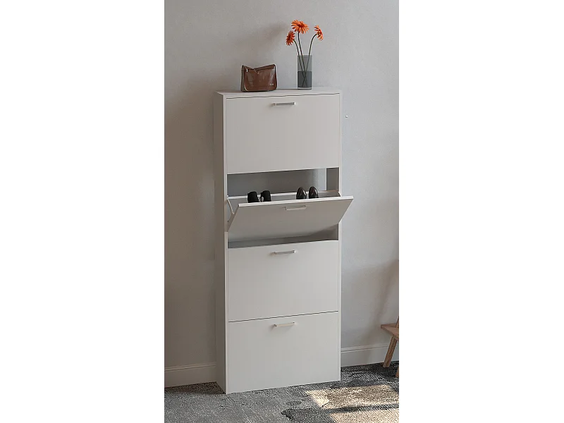 SulosL meuble à chaussures 4 portes blanc.