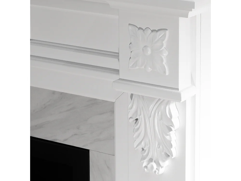 Cheminée au bioéthanol Cheminée bio au sol TRUMAN Effet marbre blanc L121 x P38 x H108